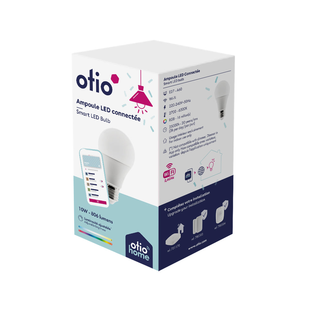 Ampoule connectée WIFI LED E27 10W RVB - Otio