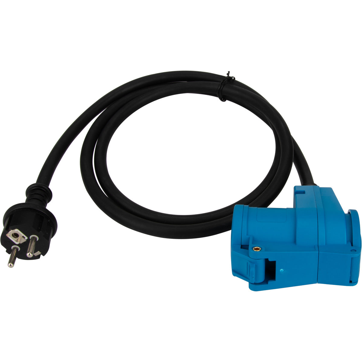 Prolongateur Schuko CEE P17 1,5m IP44 - Noir/Bleu - Protec
