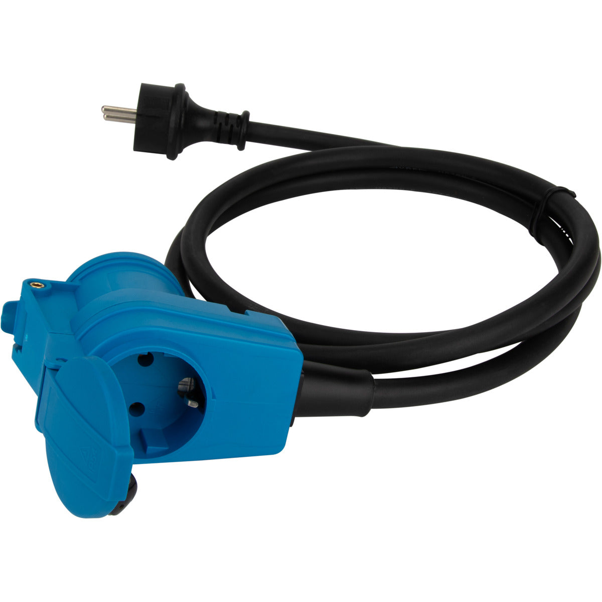Prolongateur Schuko CEE P17 1,5m IP44 - Noir/Bleu - Protec