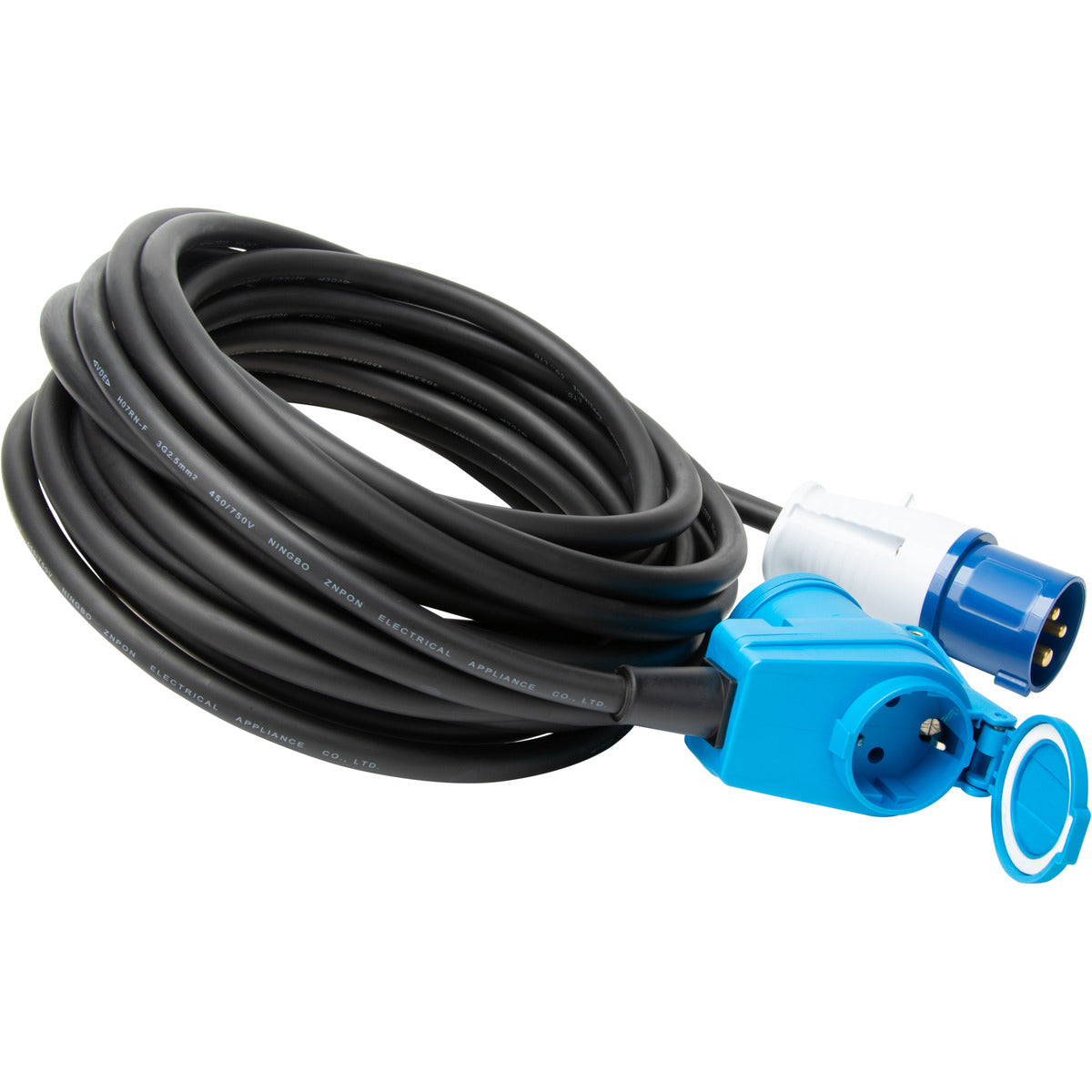 Prolongateur Schuko CEE P17 10m IP44 - noir et bleu - Protec
