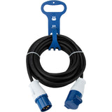 Prolongateur Schuko CEE P17 10m IP44 - Noir/Bleu - Protec