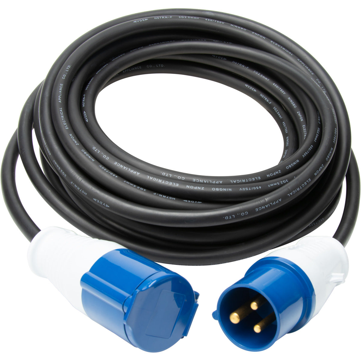 Prolongateur Schuko CEE P17 10m IP44 - Noir/Bleu - Protec