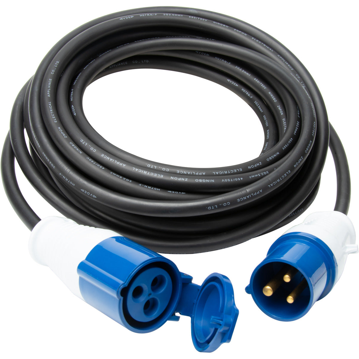 Prolongateur Schuko CEE P17 10m IP44 - Noir/Bleu - Protec