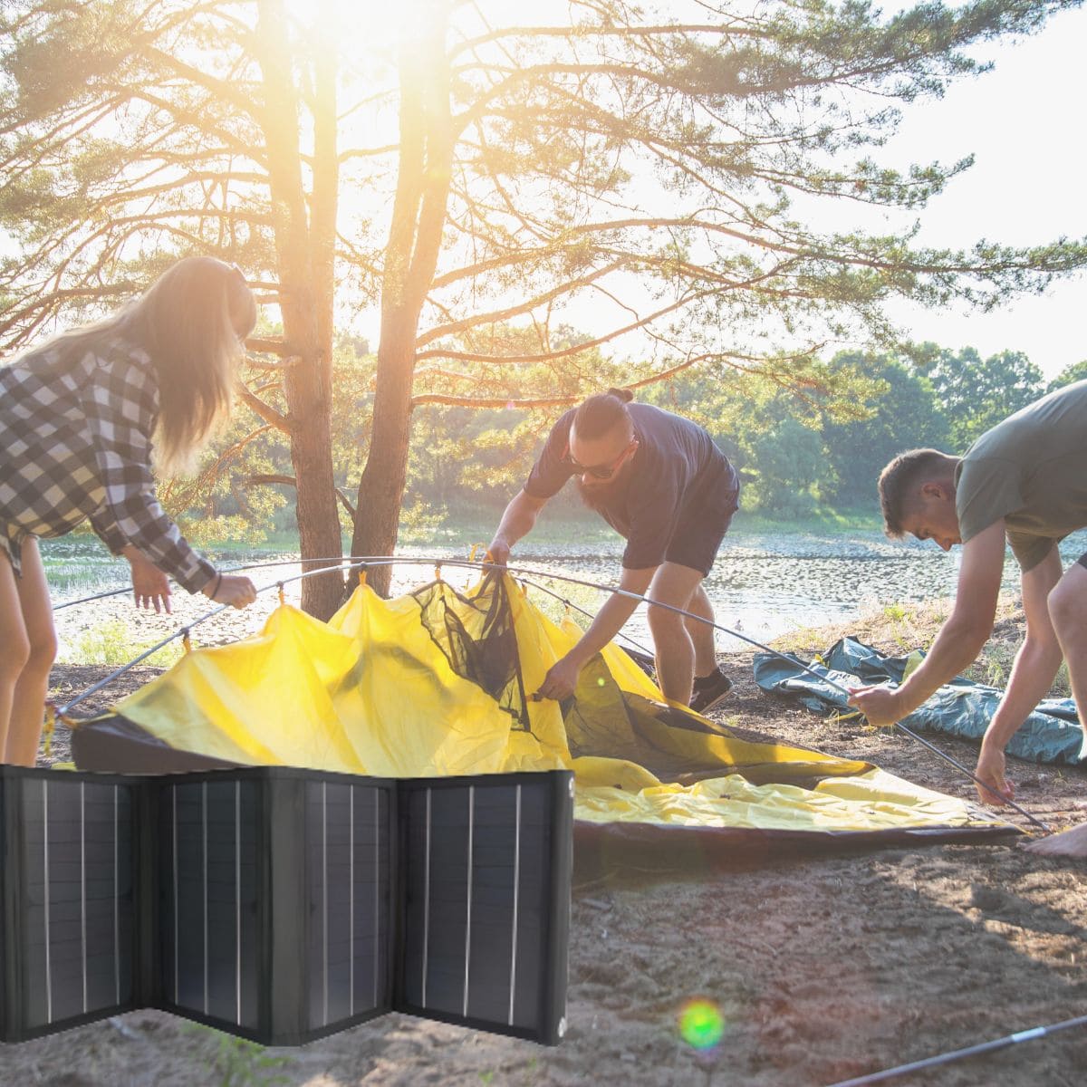 Panneau solaire portatif pliable SolarTec 60 - 60W 18V 3,3A - 6 pans monocristallins - Port USB A/C - Câble DC - Protec