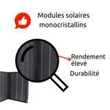 Panneau solaire portatif pliable SolarTec 60 - 60W 18V 3,3A - 6 pans monocristallins - Port USB A/C - Câble DC - Protec