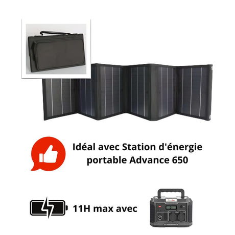 Panneau solaire portatif pliable SolarTec 60 - 60W 18V 3,3A - 6 pans monocristallins - Port USB A/C - Câble DC - Protec