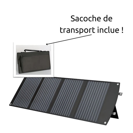 Panneau solaire portatif SolarTec 120W 18V 6,6A 4 pans monocristallins + USB A-C - Protec