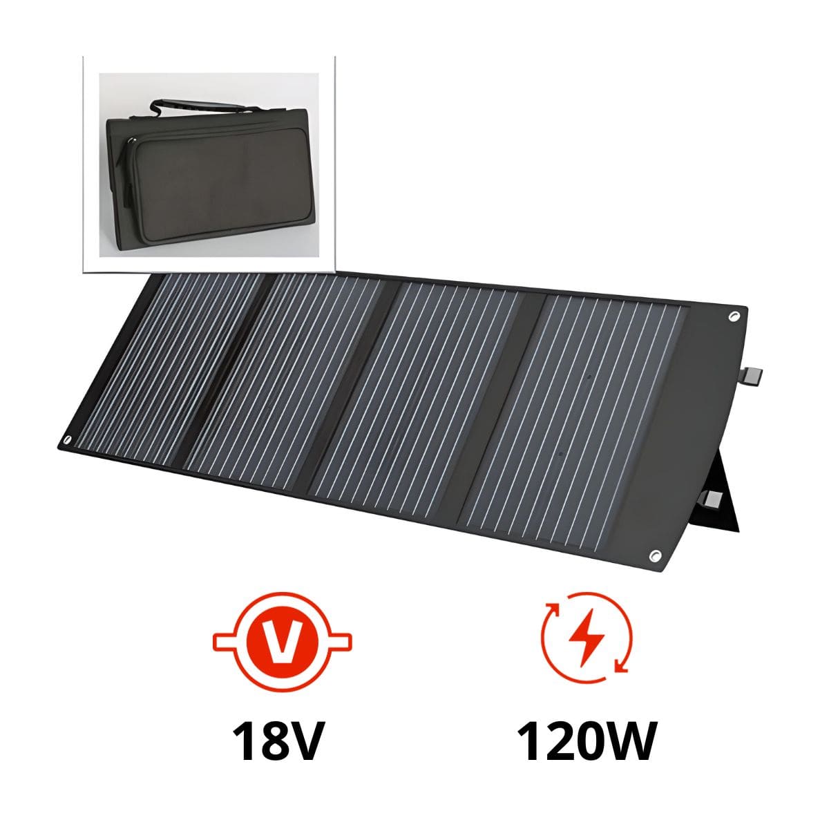 Panneau solaire portatif SolarTec 120W 18V 6,6A 4 pans monocristallins + USB A-C - Protec
