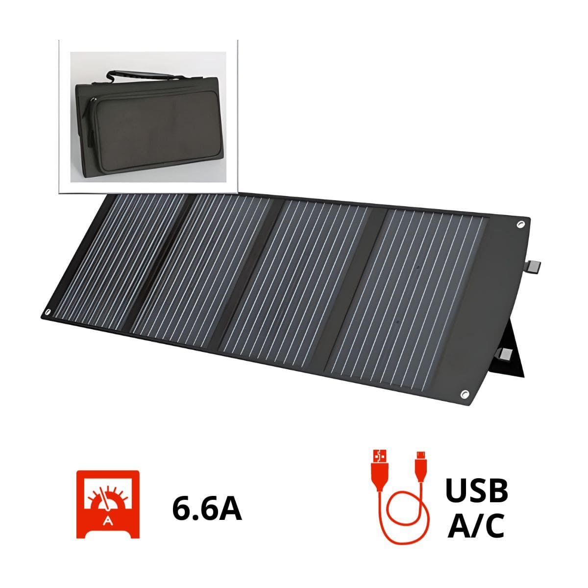 Panneau solaire portatif SolarTec 120W 18V 6,6A 4 pans monocristallins + USB A-C - Protec