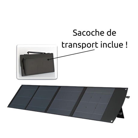 Panneau solaire portatif SolarTec 200 - 200w 18V 6,6A - 4 pans monocristallins - Port USB A-C - Câble DC - Protec