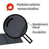 Panneau solaire portatif SolarTec 200 - 200w 18V 6,6A - 4 pans monocristallins - Port USB A-C - Câble DC - Protec