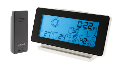 Station météo Noir et Blanc avec capteur sans fil (IP44) - Zenitech