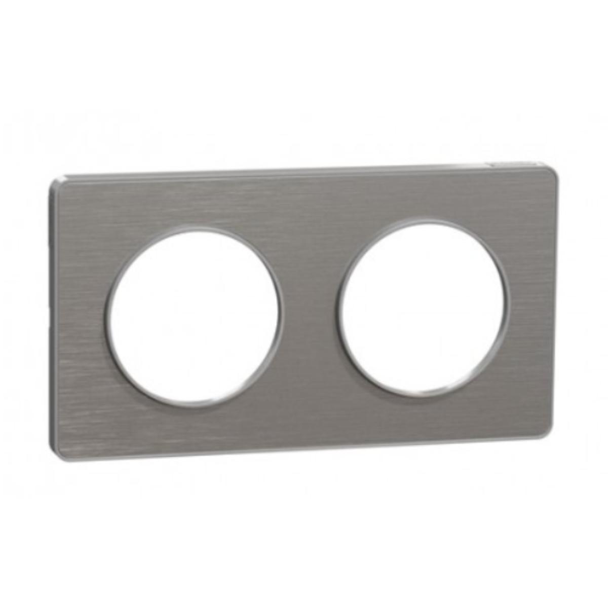 Plaque de finition 2 postes liseré alu Odace Styl - Schneider