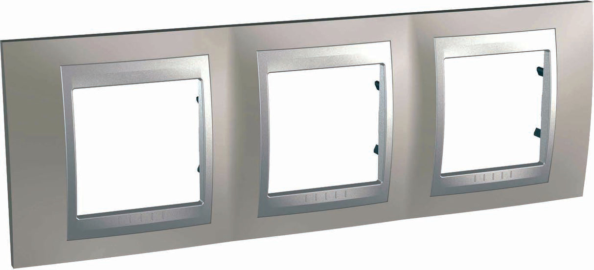 Plaque de finition 3 postes Unica - aluminium - Schneider