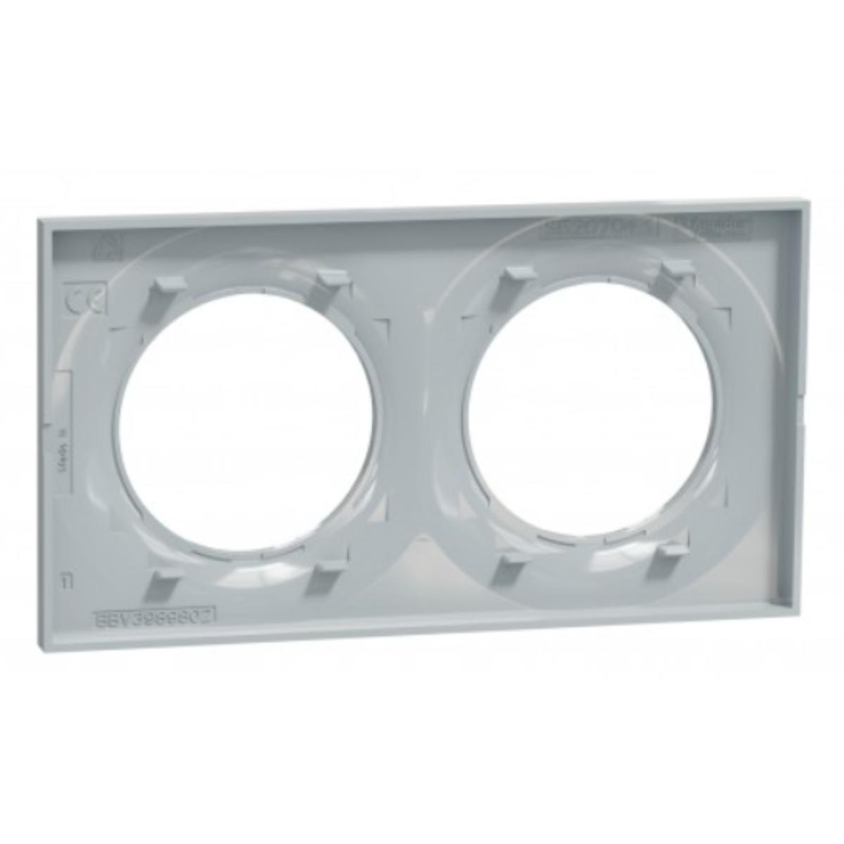 Plaque 2 postes H/V entraxe 71 mm - Odace Styl - Schneider