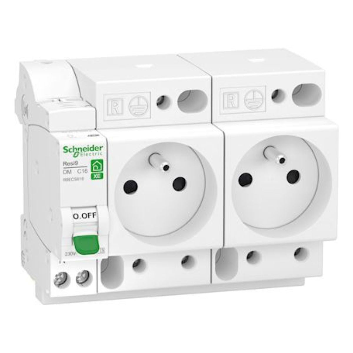 Disjoncteur + 2 prises de courant 1P+N (16A) XE - Schneider