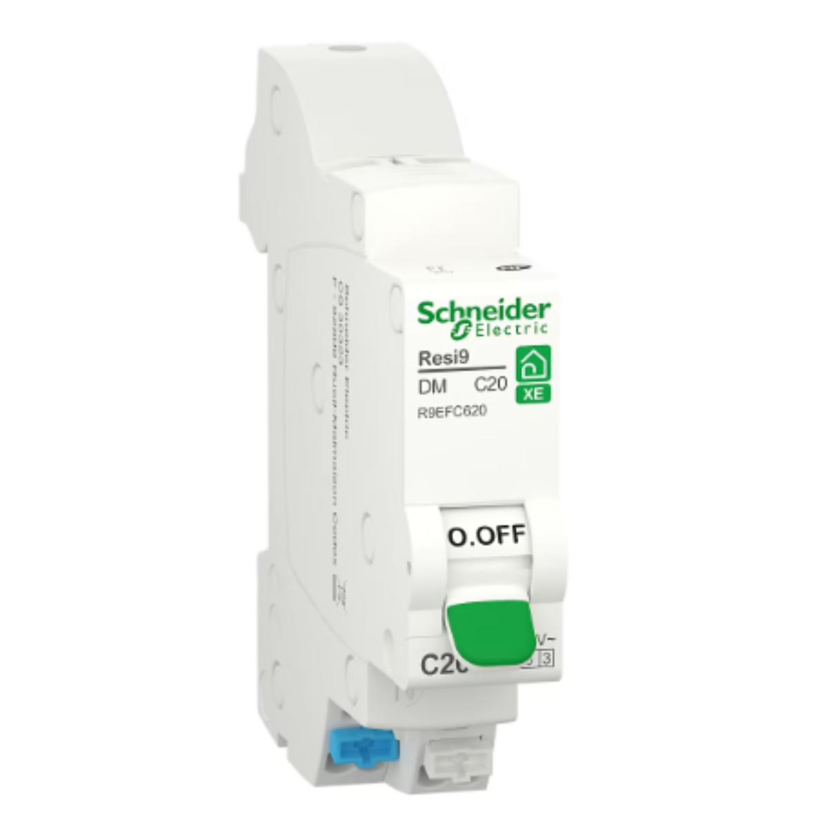 Disjoncteur modulaire 20A 1P+N courbe C embrochable - Resi9 XE - Schneider