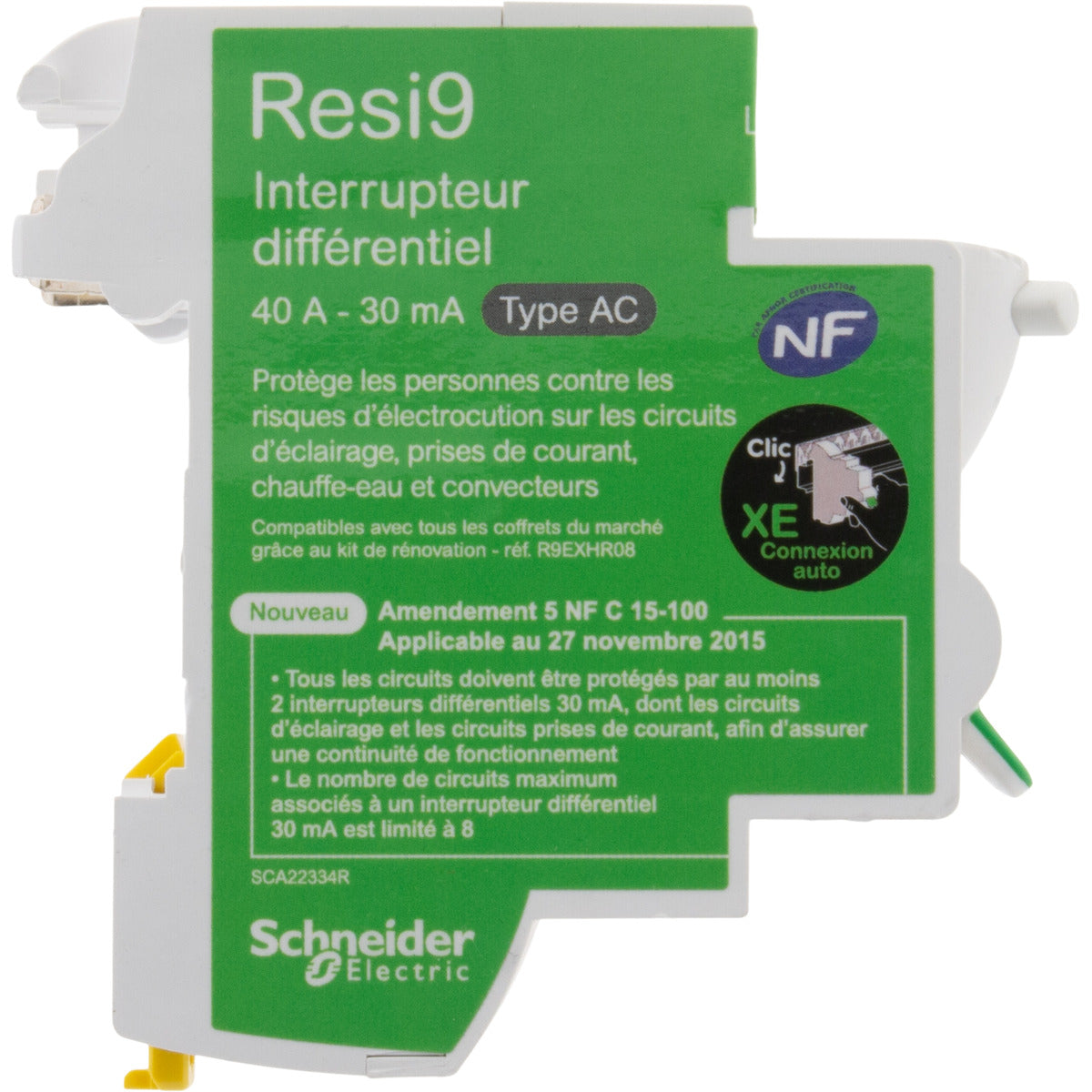 Interrupteur différentiel automatique embrochable Type AC - XE Schneider