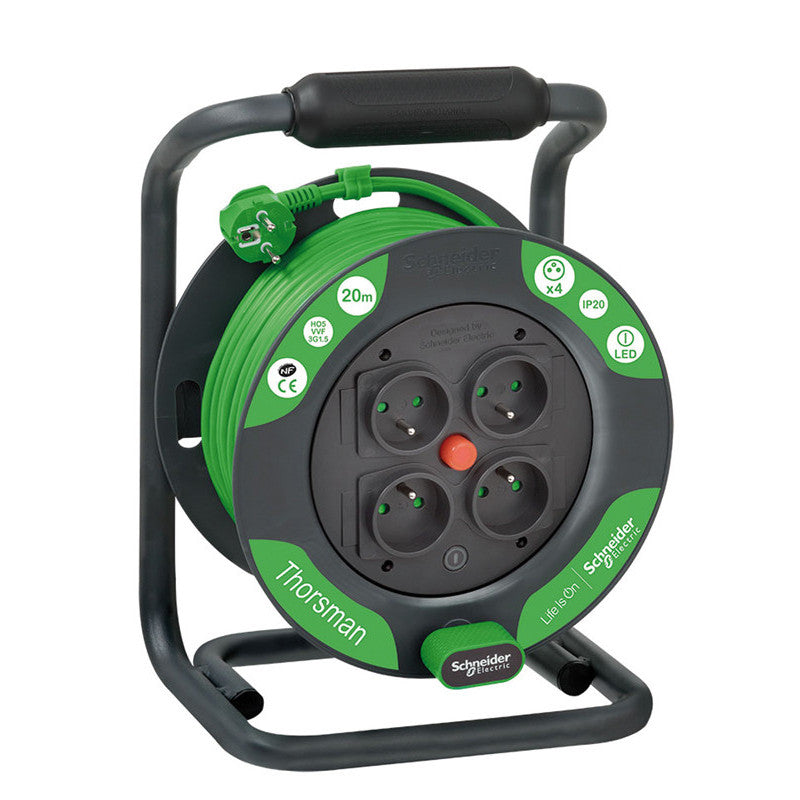 Enrouleur bricolage 20m 4 prises 2P+T IP20 - Schneider
