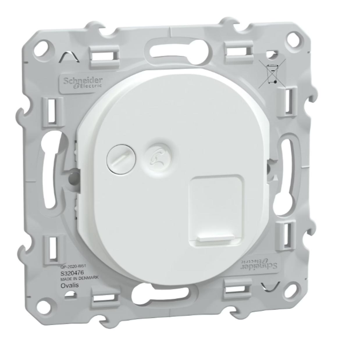 Prise RJ45 cat 6 blindée auto Blanc - Ovalis - Schneider