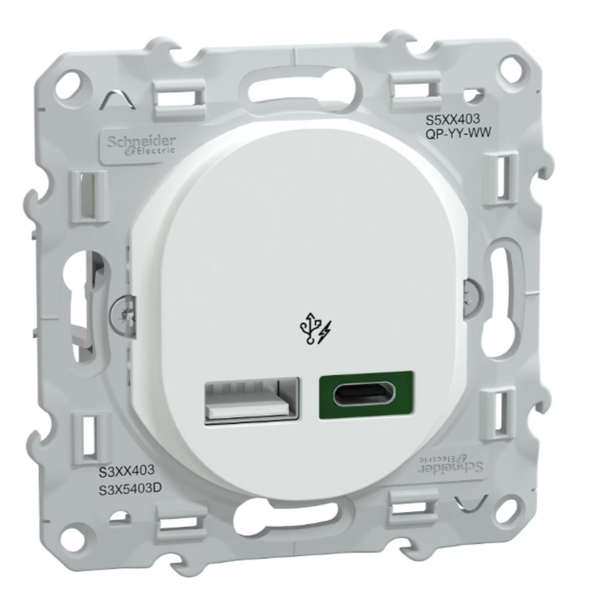 Chargeur USB A 7,5W + C 45W type C - Ovalis Schneider