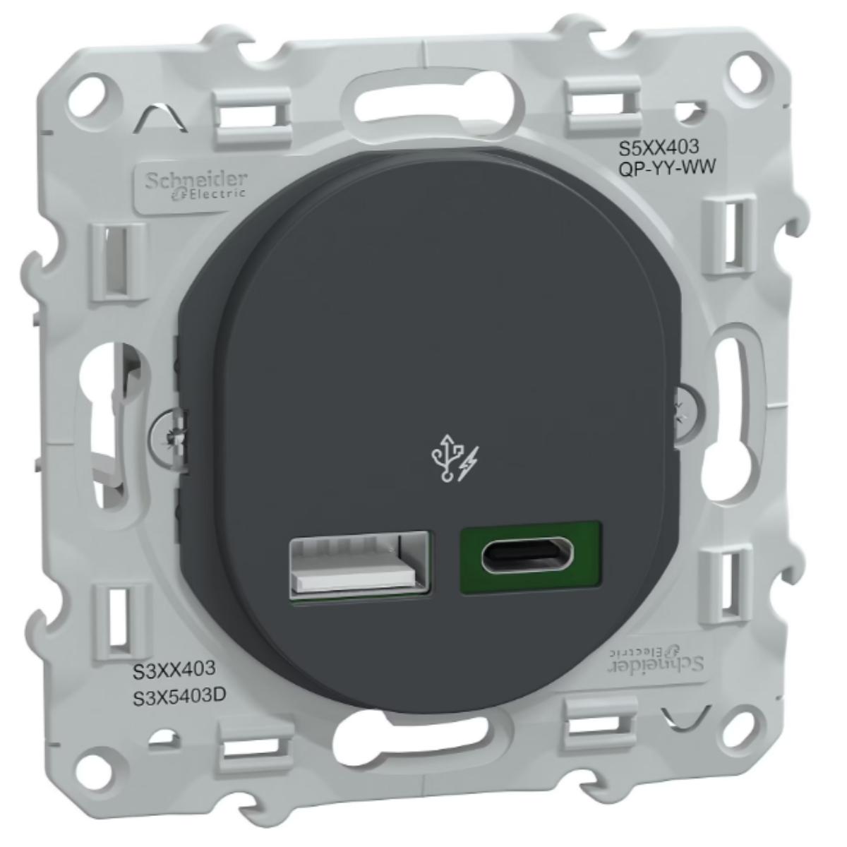 Chargeur USB A 7,5W + C 45W type C - Ovalis Schneider