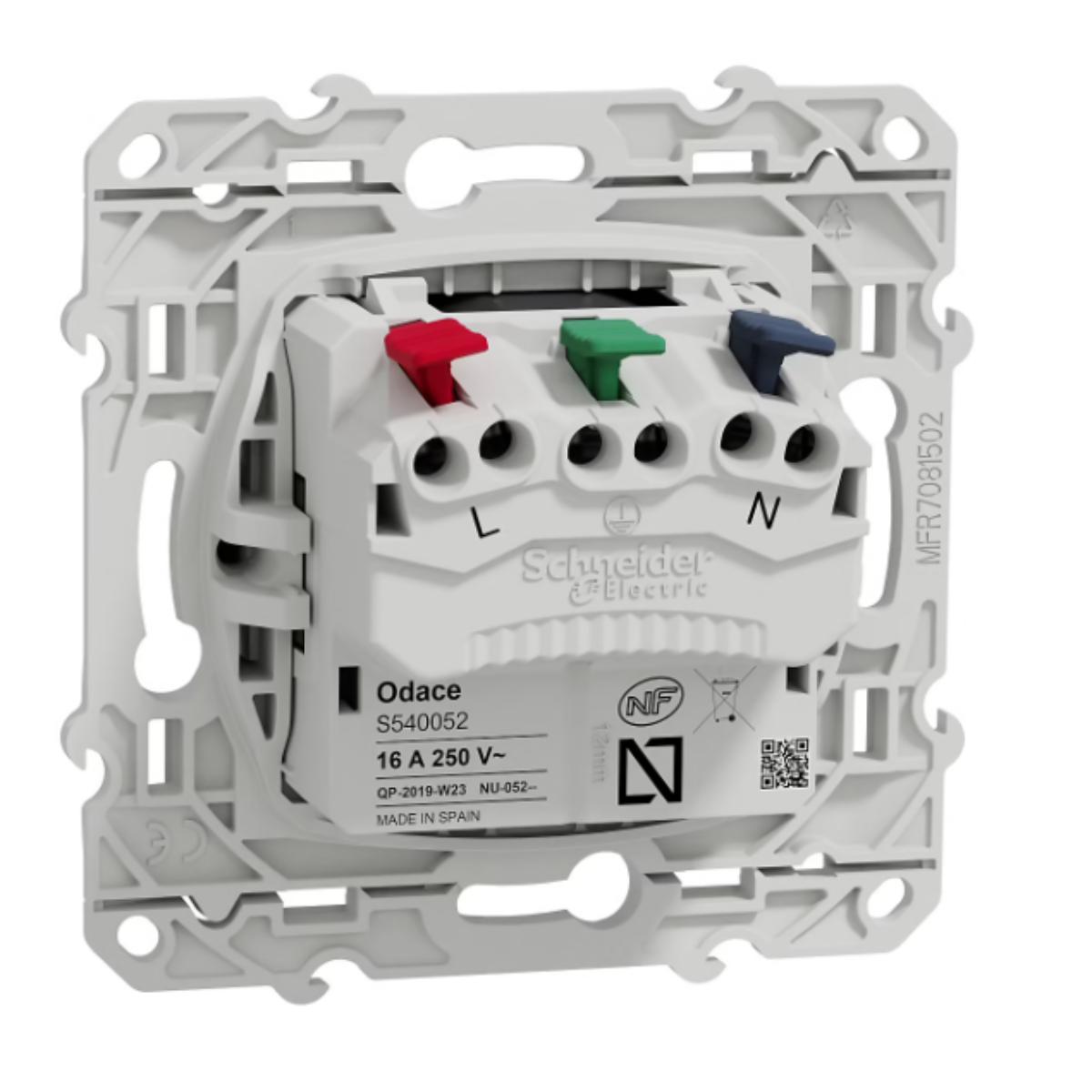 Prise affleurante 2P+T 16A Odace - Schneider