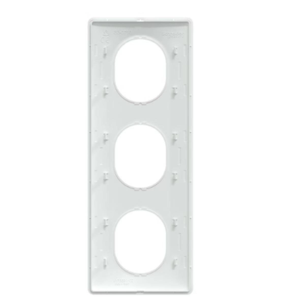 Plaque finition 3 postes verticale entraxe 71 mm - Ovalis - Schneider
