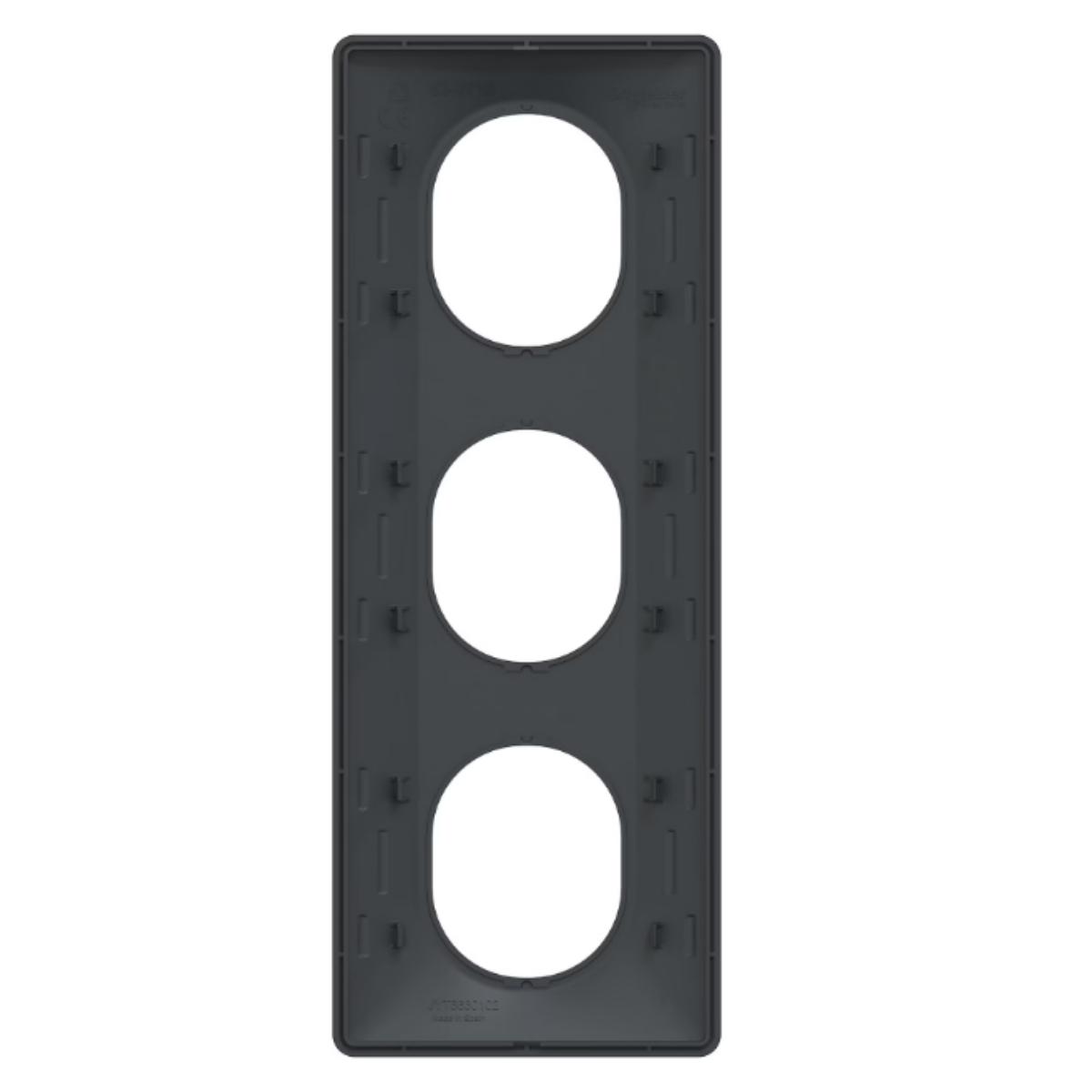 Plaque finition 3 postes verticale entraxe 71 mm - Ovalis - Schneider