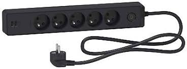 Bloc multiprise 2P+T + 2 USB - Schneider