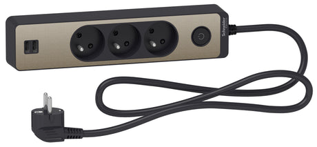 Bloc multiprise 2P+T + 2 USB - Schneider
