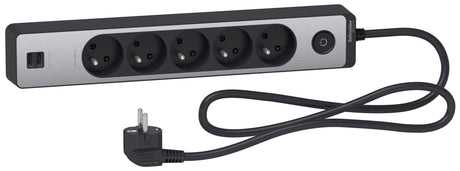 Bloc multiprise 2P+T + 2 USB - Schneider