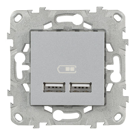 Double prise USB 5V 2,1A Unica - Schneider