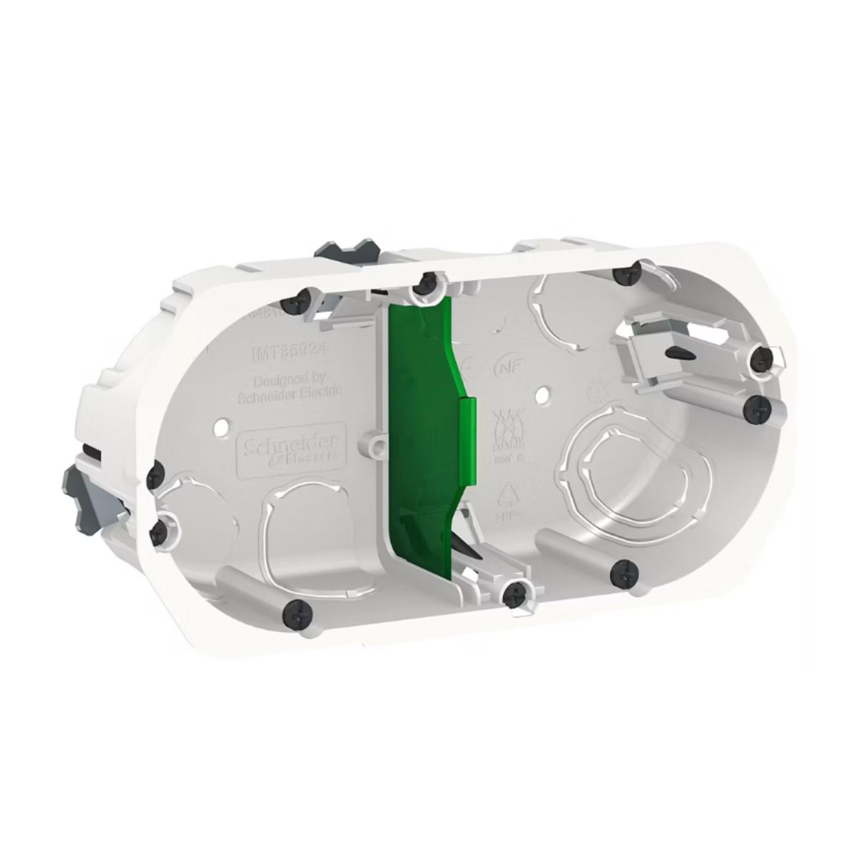 Boîte encastrement 67mm prof. 40mm 2 postes entraxe 71mm - Multifix - Schneider