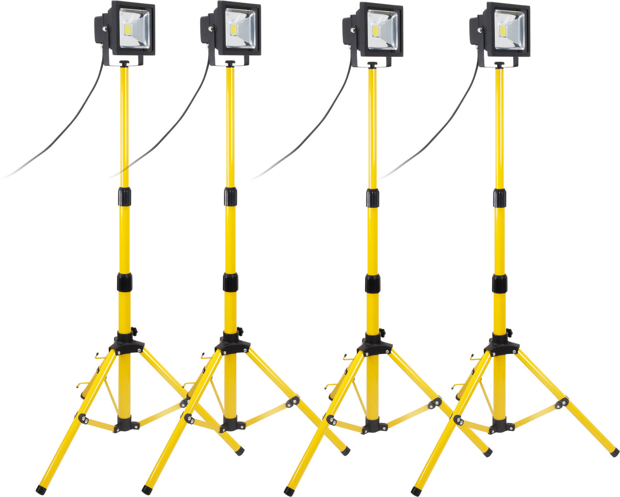 Lot de 4 Projecteurs LED 20W Jaune Chantier - IP65 - Zenitech