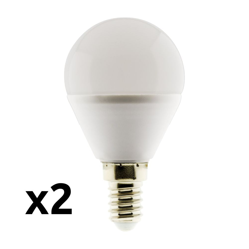 Lot de 2 ampoules LED sphériques E14 5W - Blanc chaud - 400lm 6500K  - Zenitech