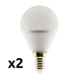 Lot de 2 ampoules LED sphériques E14 5W - Blanc chaud - 400lm 6500K  - Zenitech