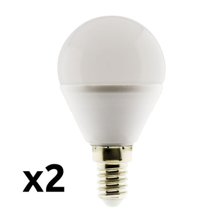 Lot de 2 ampoules LED sphériques E14 5W - Blanc chaud - 400lm 6500K  - Zenitech