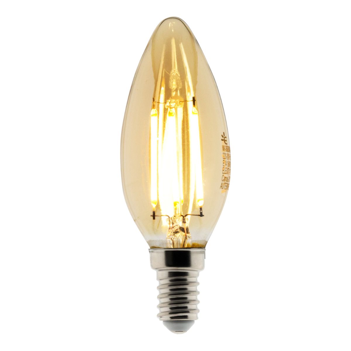 Ampoule déco filament LED ambrée Flamme 4W E14 400lm 2500K - Zenitech