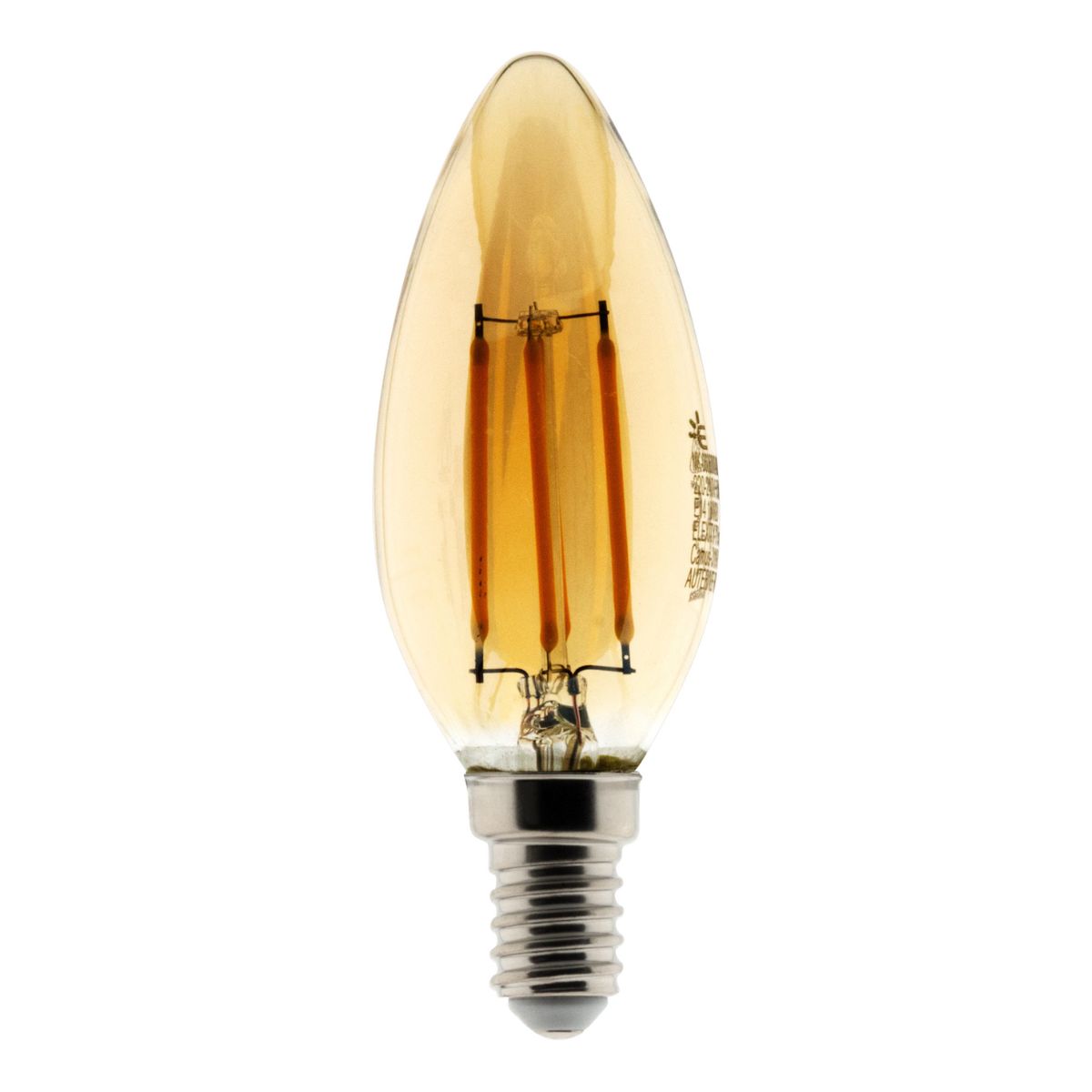 Ampoule déco filament LED ambrée Flamme 4W E14 400lm 2500K - Zenitech
