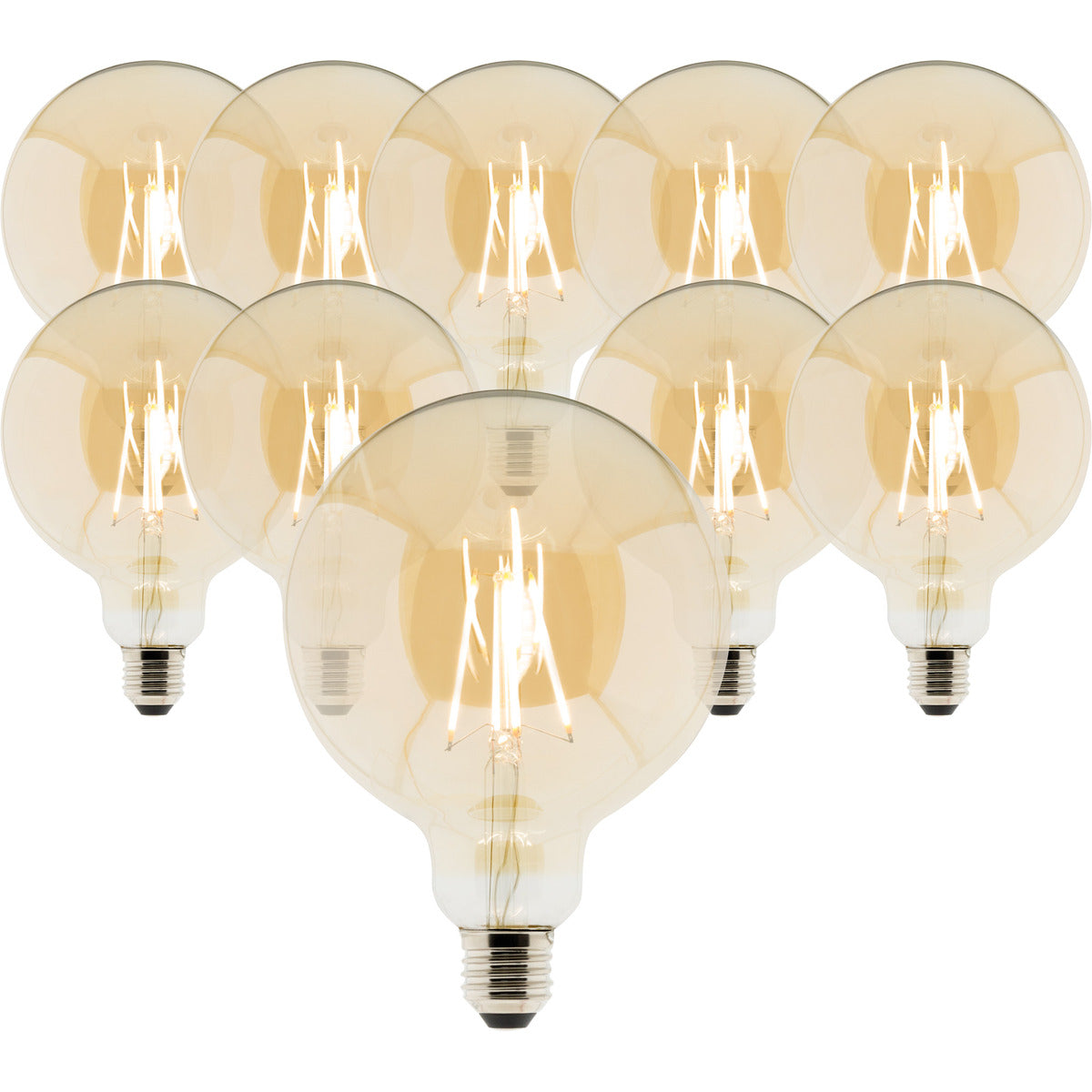 Lot de 10 ampoules déco filament LED ambrée Globe 7W E27 720lm 2500K - Zenitech