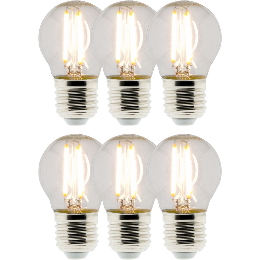 Lot de 6 Ampoules déco filament LED sphérique 4W E27 470lm 2700K - Zenitech
