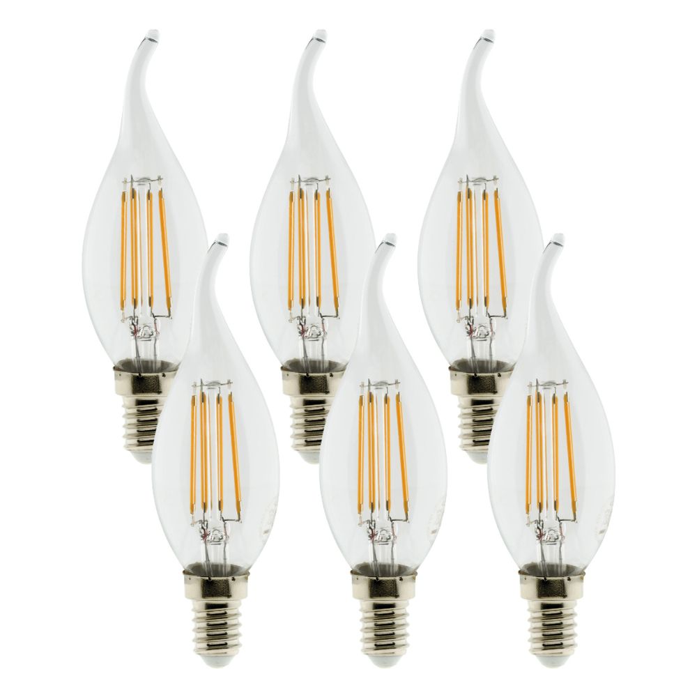 Pack de 6 ampoules LED déco filament 3W E14 Coup de vent - Zenitech