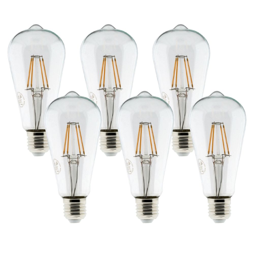 Pack de 6 ampoules LED déco filament 4W E27 Edison - Zenitech