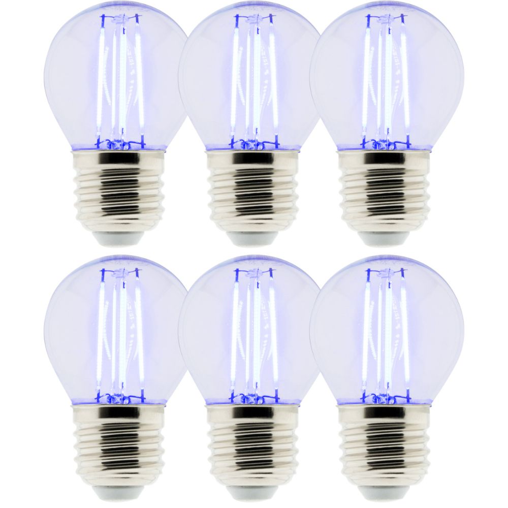 Lot de 6 Ampoules LED déco filament - Bleu 3W E27 sphérique - Zenitech
