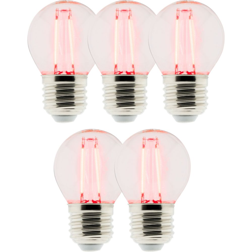 Lot de 5 Ampoules LED déco filament Rouge 3W E27 sphérique - Zenitech