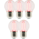 Lot de 5 Ampoules LED déco filament Rouge 3W E27 sphérique - Zenitech