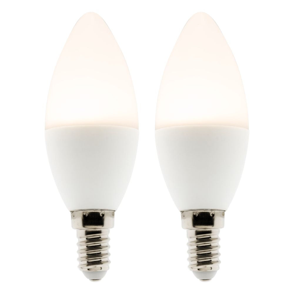 Lot de 2 ampoules LED Flamme 5W E14 360lm 2700K - Blanc chaud - Zenitech