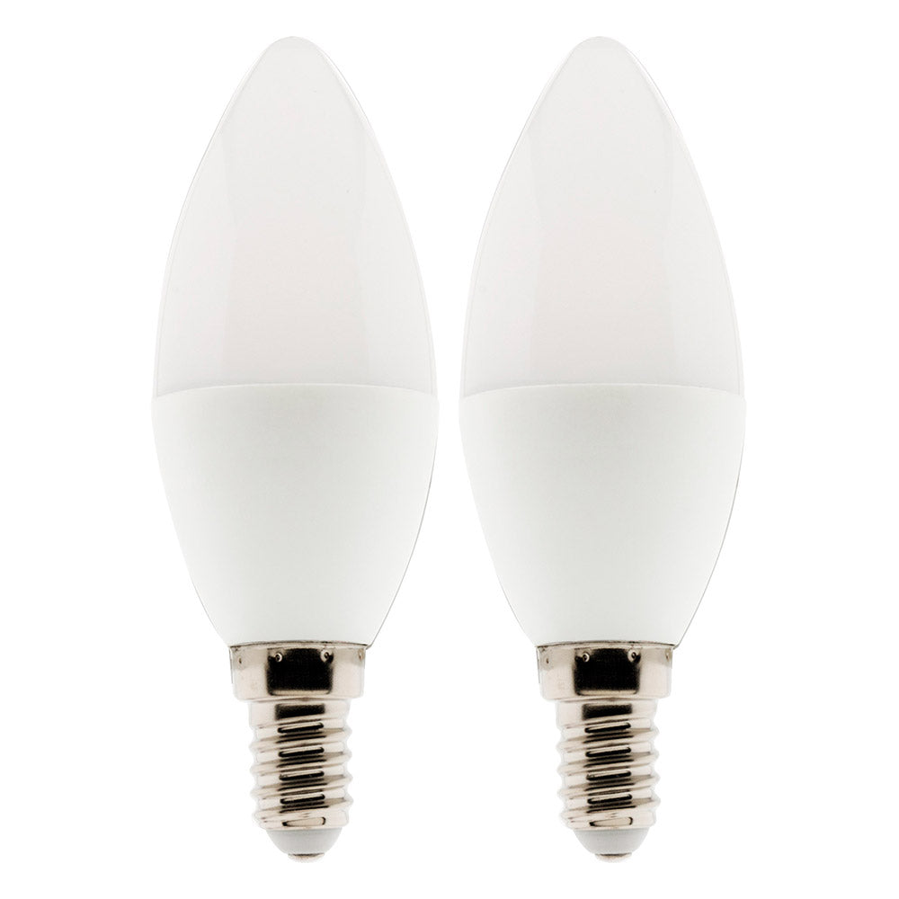 Lot de 2 ampoules LED flamme 5,2W E14 470lm 2700K - Blanc chaud - Zenitech