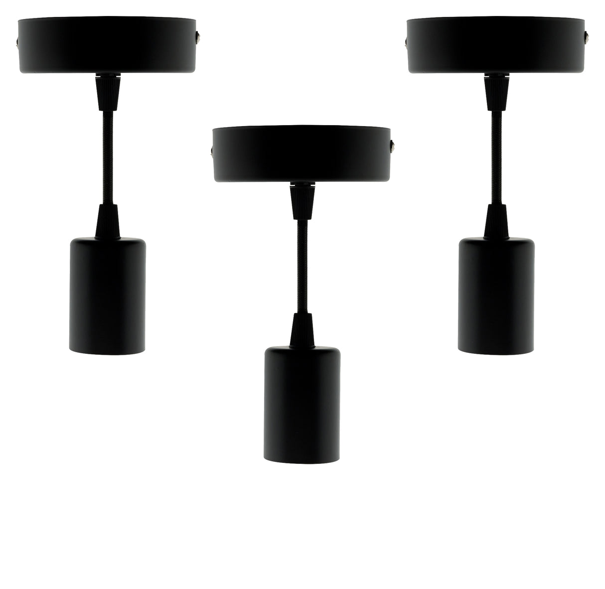 Lot de 3 kits de suspension luminaire métal avec cordons textiles - Noir - Zenitech